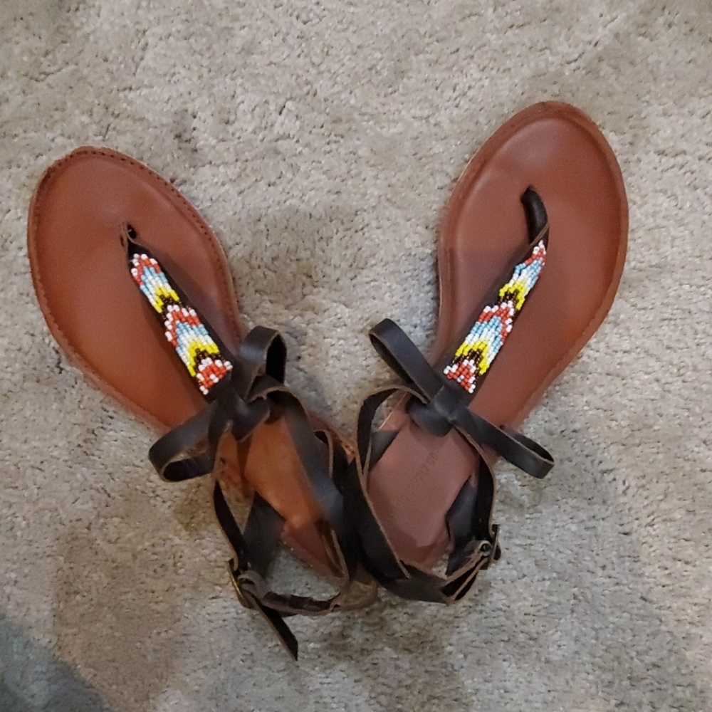Thong beaded sandals